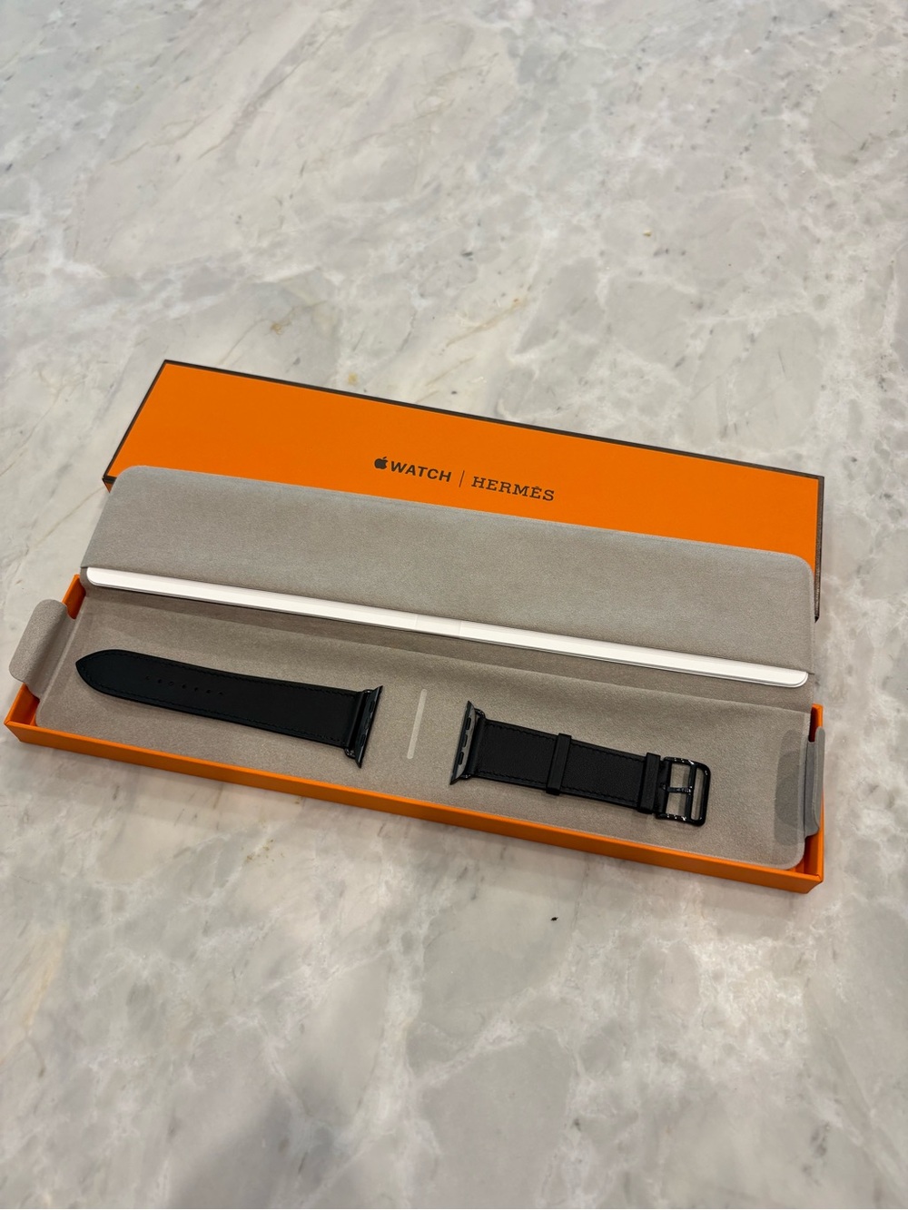 Hermes Apple Watch Band in Black and Orange